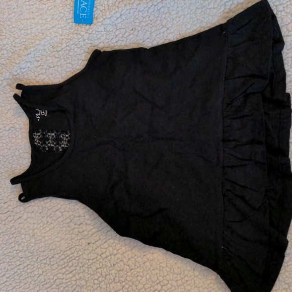 Black tank top w/ back detail - size small 5/6 - Picture 1 of 2
